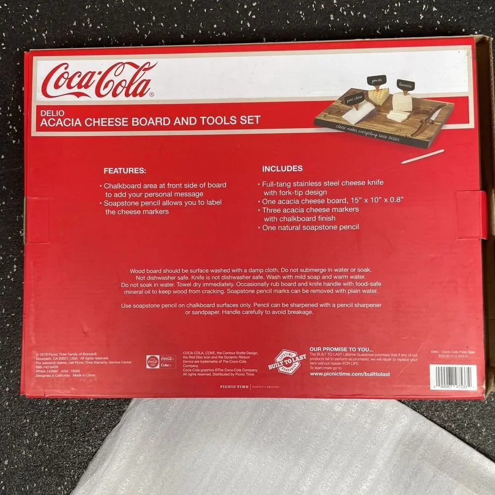 Toscana Coca Cola Delio Acacia Cheese Board and Tools Picnic‎ Time Charcuterie